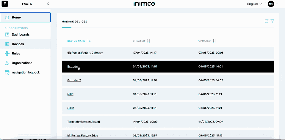 View the device configuration